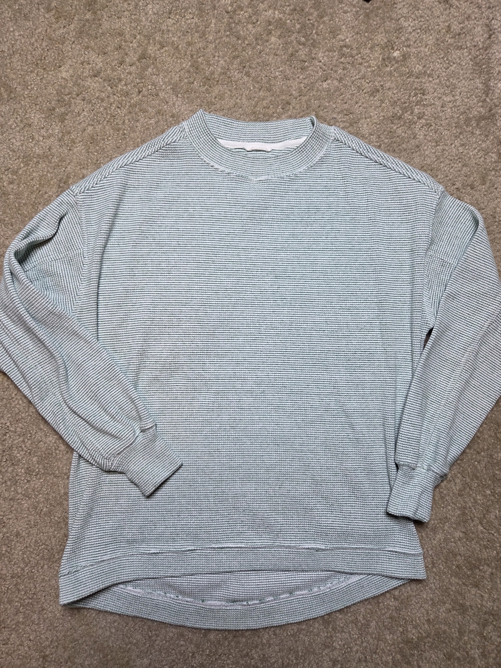 Aerie Always & Forever Real Waffle Knit Oversized Sweatshirt XXS Mint Green